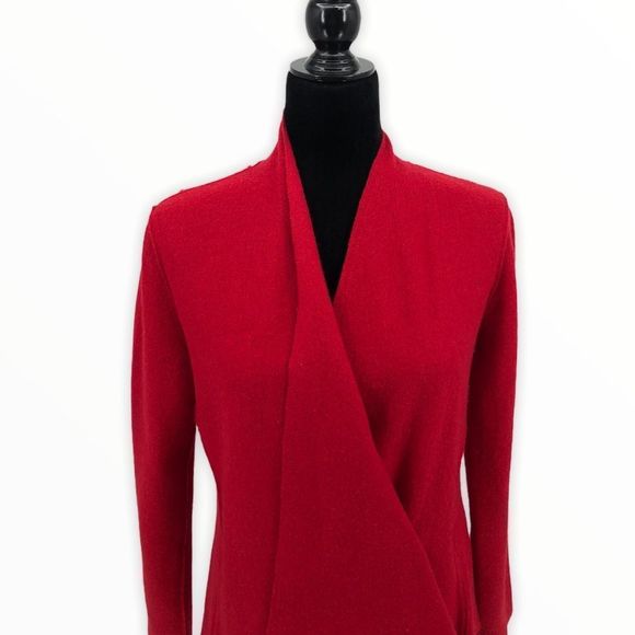Eileen Fisher Lightweight Red Boiled Wool Cardigan Jacket size XS Long Sleeve - Picture 4 of 14